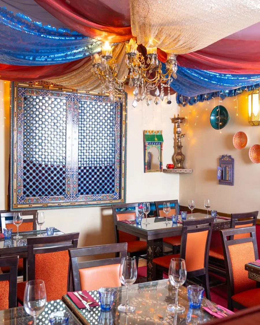 The Medina Room at Al Farid, a secluded ground-floor corner of the restaurant set for a small party